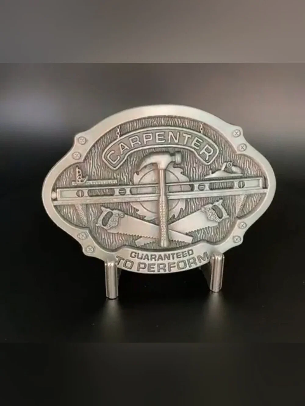 Carpenter Silver Oval Tools Hammer Level Saw Belt Buckle Unisex